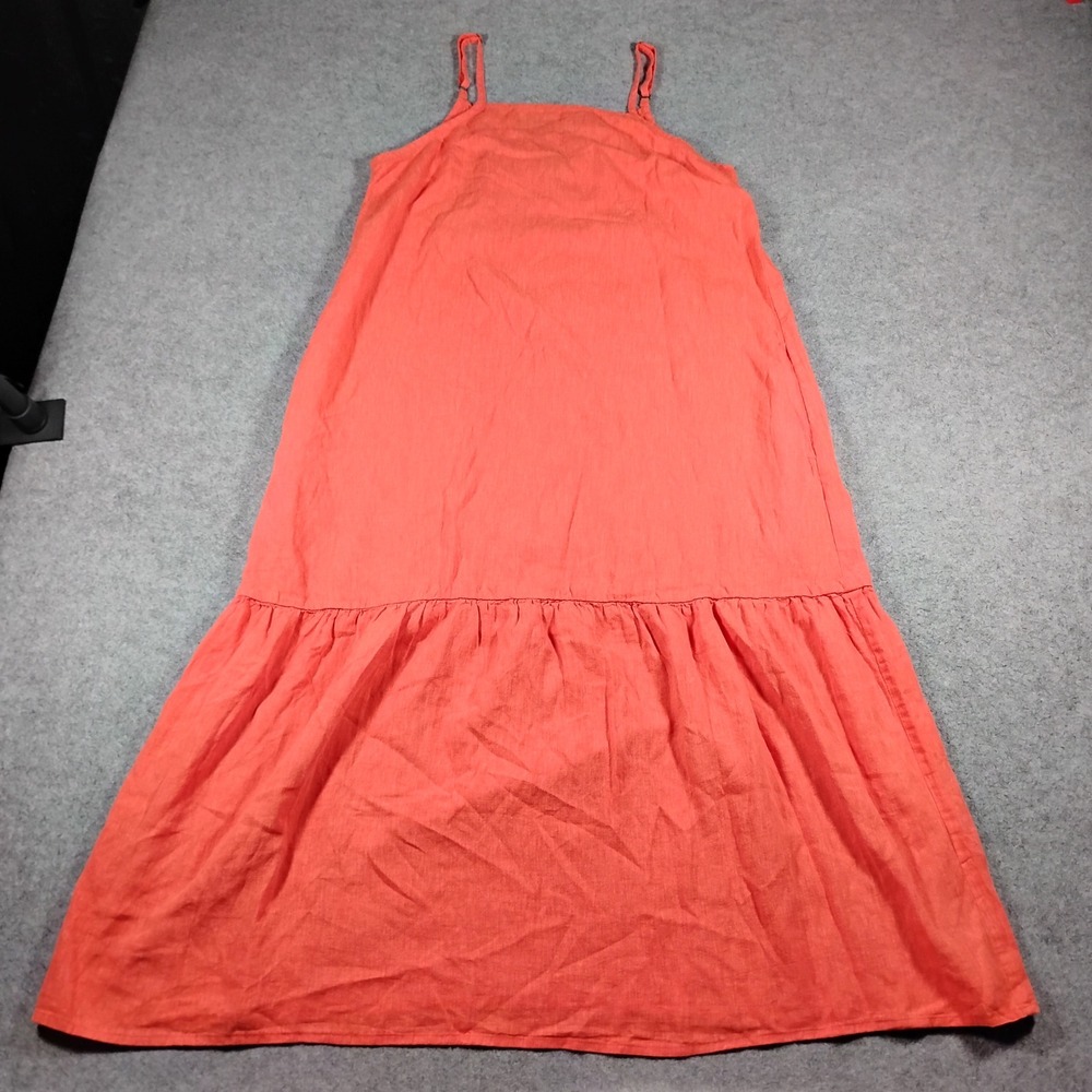 Patagonia Womens Orange Garden Island Tiered Hemp Lyocell Midi Dress Size L